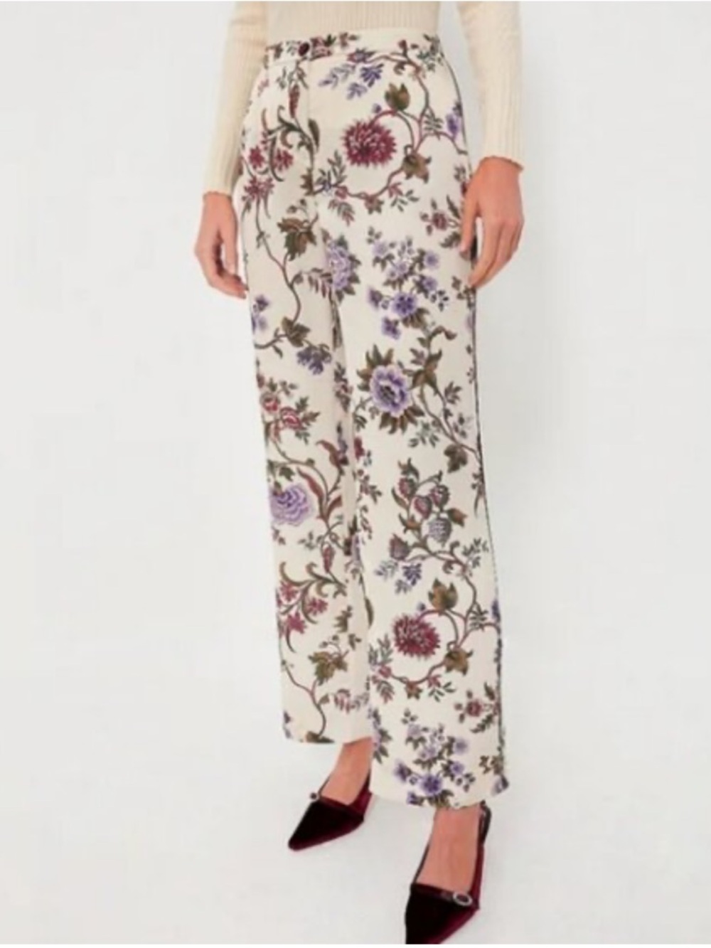 Tuckernuck Cream Floral Wide-Leg Pants, Size XL, NWT